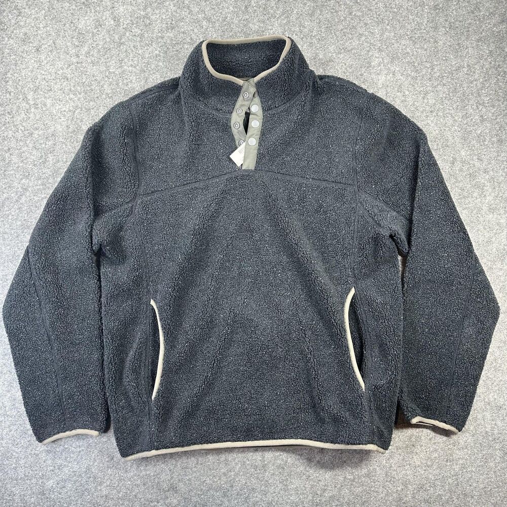 J.Crew Nordic Jacket Mens Medium Gray Fleece Snap Pullover Outdoor Hiking